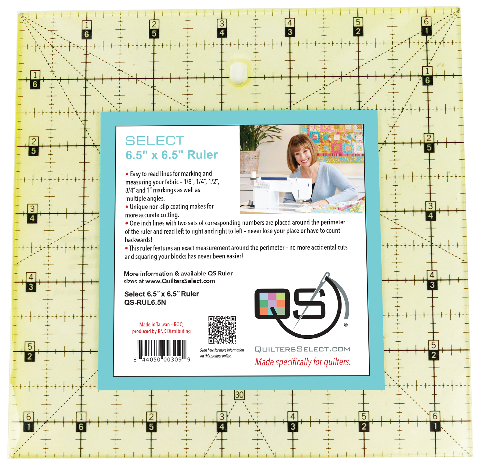 Quilters Select 6.5X6.5 Non-Slip Ruler QS-RUL6.5N – The Sewing Studio  Fabric Superstore